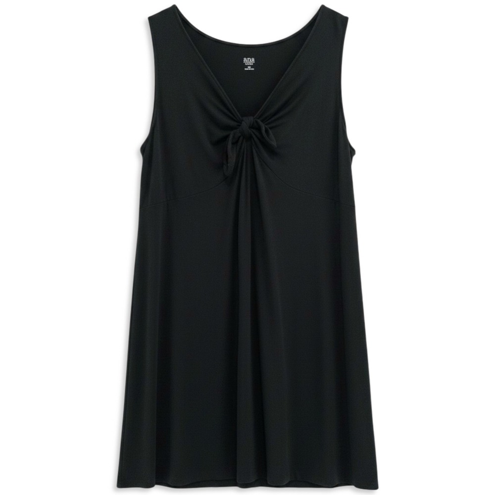 a.n.a Sleeveless Dress Womens 0X Black Knot Front V-Neck Goth Summer Dress LBD